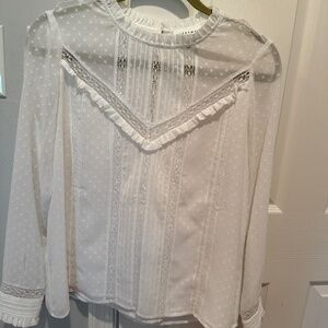 Sezane high neck top in white, Size 38